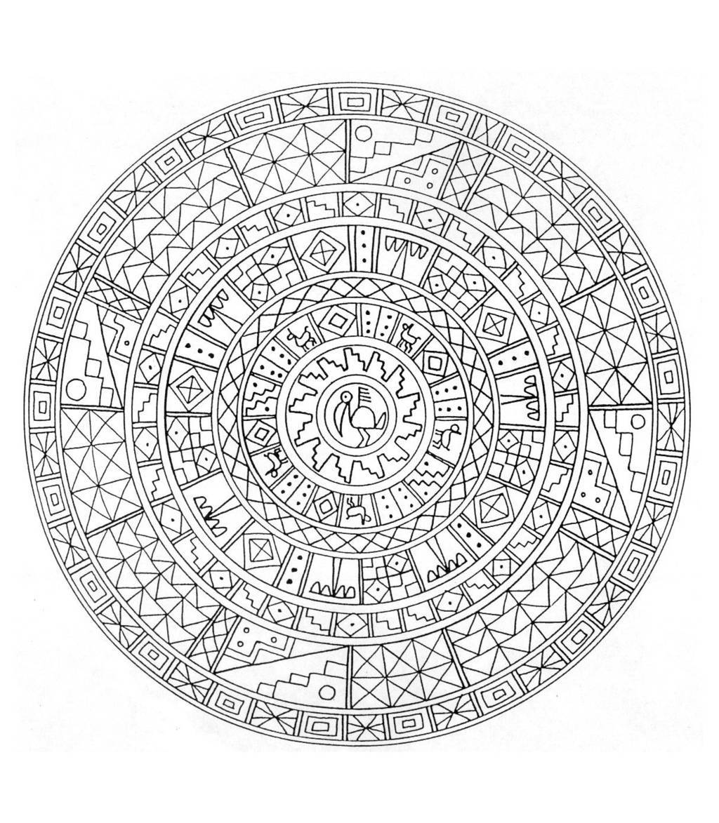 Coloriage Mandala complexe aux motifs entrelacés - Mandala à imprimer